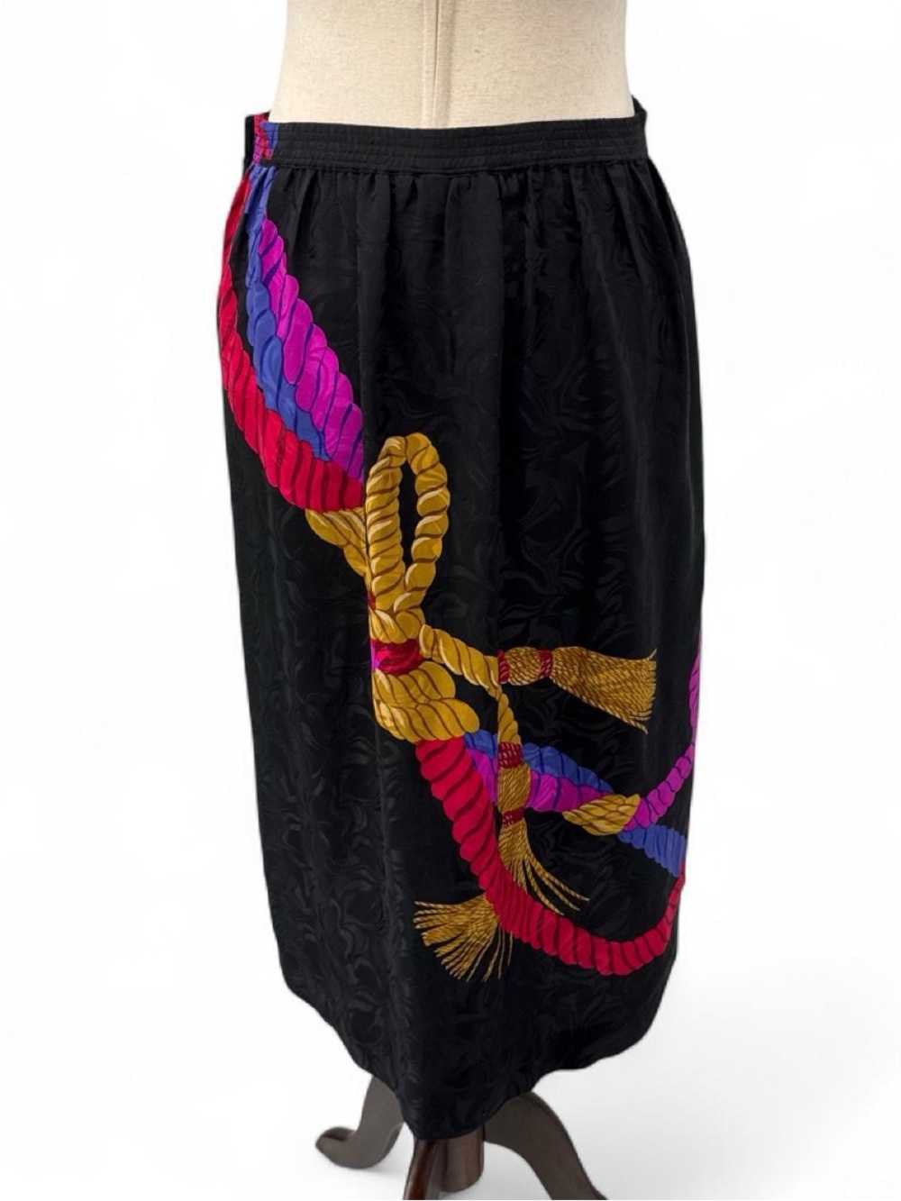 Vintage 80s 90s Anne Crimmins for UMI Collections Silk Rope Print Midi skirt
